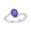 Thumbnail Image 0 of Oval-Cut Amethyst & White Lab-Created Sapphire Ring Sterling Silver