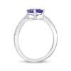 Thumbnail Image 1 of Oval-Cut Amethyst & White Lab-Created Sapphire Ring Sterling Silver