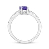 Thumbnail Image 2 of Oval-Cut Amethyst & White Lab-Created Sapphire Ring Sterling Silver