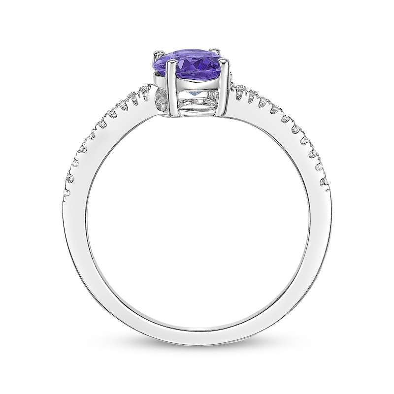 Oval-Cut Amethyst & White Lab-Created Sapphire Ring Sterling Silver