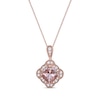 Thumbnail Image 1 of Cushion-Cut Morganite & Diamond Necklace 1/6 ct tw 10K Rose Gold 18&quot;