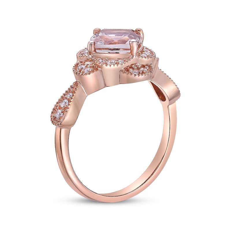 Cushion-Cut Morganite & Diamond Ring 1/6 ct tw 10K Rose Gold