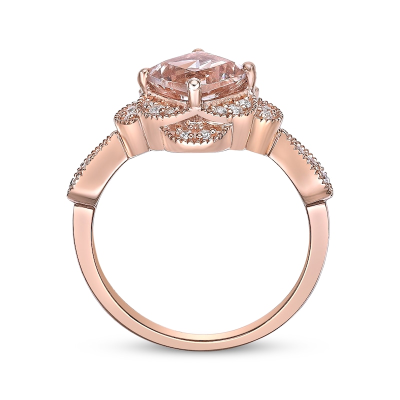 Cushion-Cut Morganite & Diamond Ring 1/6 ct tw 10K Rose Gold