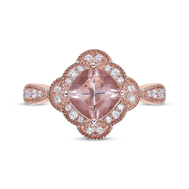 Cushion-Cut Morganite & Diamond Ring 1/6 ct tw 10K Rose Gold