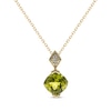 Thumbnail Image 1 of Cushion-Cut Peridot & Diamond Accent Necklace 10K Yellow Gold 18&quot;