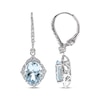 Thumbnail Image 1 of Oval-Cut Aquamarine & Diamond Dangle Earrings 1/2 ct tw 14K White Gold