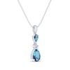 Thumbnail Image 2 of Pear-Shaped Swiss Blue Topaz & White Lab-Created Sapphire Drop Necklace Sterling Silver 18&quot;