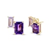 Thumbnail Image 1 of Baguette & Emerald-Cut Amethyst Stud Earrings 10K Yellow Gold