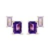 Thumbnail Image 2 of Baguette & Emerald-Cut Amethyst Stud Earrings 10K Yellow Gold