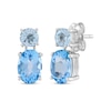 Thumbnail Image 1 of Oval-Cut Swiss Blue & Round-Cut Sky Blue Topaz Dangle Earrings Sterling Silver