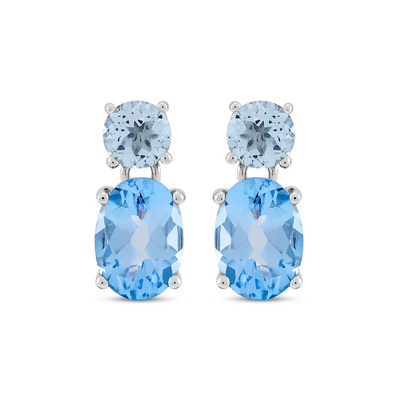 Main Image 2 of Oval-Cut Swiss Blue & Round-Cut Sky Blue Topaz Dangle Earrings Sterling Silver