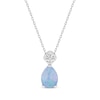 Thumbnail Image 1 of Pear-Shaped Blue Lab-Created Opal & White Lab-Created Sapphire Necklace Sterling Silver 18&quot;