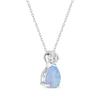 Thumbnail Image 2 of Pear-Shaped Blue Lab-Created Opal & White Lab-Created Sapphire Necklace Sterling Silver 18&quot;