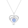 Thumbnail Image 1 of Heart-Shaped Blue Lab-Created Opal & White Lab-Created Sapphire Necklace Sterling Silver 18&quot;