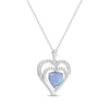 Thumbnail Image 2 of Heart-Shaped Blue Lab-Created Opal & White Lab-Created Sapphire Necklace Sterling Silver 18&quot;