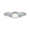 Thumbnail Image 2 of Oval-Cut Lab-Created Opal & London Blue Topaz Beaded Stackable Ring Sterling Silver