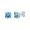 Thumbnail Image 1 of Cushion-Cut London Blue Topaz Solitaire Stud Earrings 10K White Gold