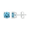 Thumbnail Image 3 of Cushion-Cut London Blue Topaz Solitaire Stud Earrings 10K White Gold