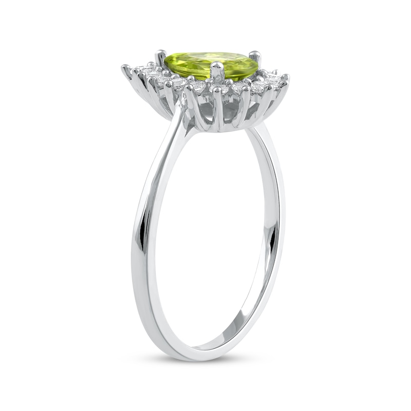 Main Image 2 of Pear-Shaped Peridot & White Lab-Created Sapphire Ring Sterling Silver