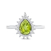 Thumbnail Image 3 of Pear-Shaped Peridot & White Lab-Created Sapphire Ring Sterling Silver