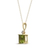 Thumbnail Image 2 of Square-Cut Peridot & Diamond Necklace 1/20 ct tw 10K Yellow Gold 18&quot;