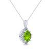 Thumbnail Image 2 of Oval-Cut Peridot & White Lab-Created Sapphire Halo Necklace Sterling Silver 18&quot;