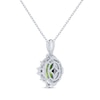 Thumbnail Image 3 of Oval-Cut Peridot & White Lab-Created Sapphire Halo Necklace Sterling Silver 18&quot;