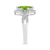 Thumbnail Image 2 of Marquise-Cut Peridot & White Lab-Created Sapphire Three-Stone Ring Sterling Silver