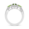 Thumbnail Image 2 of Marquise-Cut Peridot & White Lab-Created Sapphire Three-Stone Ring Sterling Silver