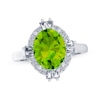 Thumbnail Image 1 of Oval-Cut Peridot & White Lab-Created Sapphire Halo Ring Sterling Silver