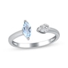 Thumbnail Image 1 of Marquise-Cut Aquamarine & Diamond Deconstructed Ring 1/20 ct tw Sterling Silver