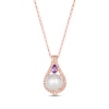 Thumbnail Image 1 of Le Vian Cultured Pearl & Amethyst Necklace 1/4 ct tw Diamonds 14K Strawberry Gold 19&quot;