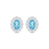 Thumbnail Image 2 of Oval-Cut Swiss Blue Topaz & White Lab-Created Sapphire Scallop Halo Earrings Sterling Silver