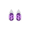 Thumbnail Image 2 of Oval-Cut Amethyst & White Lab-Created Sapphire Earrings Sterling Silver