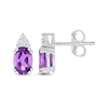 Thumbnail Image 3 of Oval-Cut Amethyst & White Lab-Created Sapphire Earrings Sterling Silver