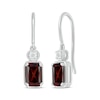 Thumbnail Image 1 of Emerald-Cut Garnet & Round-Cut White Lab-Created Sapphire Dangle Earrings Sterling Silver