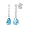 Thumbnail Image 1 of Pear-Shaped Swiss Blue Topaz & White Lab-Created Sapphire Drop Earrings 10K White Gold