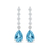 Thumbnail Image 2 of Pear-Shaped Swiss Blue Topaz & White Lab-Created Sapphire Drop Earrings 10K White Gold