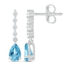 Thumbnail Image 3 of Pear-Shaped Swiss Blue Topaz & White Lab-Created Sapphire Drop Earrings 10K White Gold