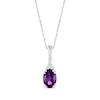 Thumbnail Image 1 of Oval-Cut Amethyst & White Lab-Created Sapphire Necklace 10K White Gold 18&quot;