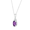 Thumbnail Image 2 of Oval-Cut Amethyst & White Lab-Created Sapphire Necklace 10K White Gold 18&quot;