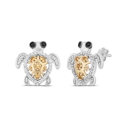 Disney Treasures Finding Nemo Diamond & Citrine &quot;Squirt&quot; Stud Earrings  1/6 ct tw Sterling Silver & 10K Yellow Gold