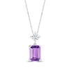 Thumbnail Image 1 of Emerald-Cut Amethyst & Round-Cut White Lab-Created Sapphire Necklace 10K White Gold 18&quot;