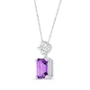 Thumbnail Image 2 of Emerald-Cut Amethyst & Round-Cut White Lab-Created Sapphire Necklace 10K White Gold 18&quot;