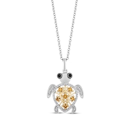 Disney Treasures Finding Nemo Diamond & Citrine &quot;Squirt&quot; Necklace 1/8 ct tw Sterling Silver & 10K Yellow Gold 19&quot;