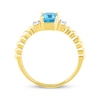 Thumbnail Image 2 of Emerald-Cut Swiss Blue Topaz & White Lab-Created Sapphire Ring 10K Yellow Gold