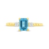 Thumbnail Image 3 of Emerald-Cut Swiss Blue Topaz & White Lab-Created Sapphire Ring 10K Yellow Gold