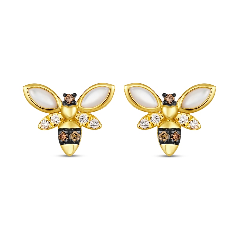 Le Vian Garden Party Mother of Pearl Bee Stud Earrings 1/6 ct tw ...