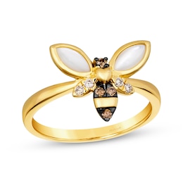 Le Vian Garden Party Mother of Pearl Bee Ring 1/15 ct tw Diamonds 14K Honey Gold