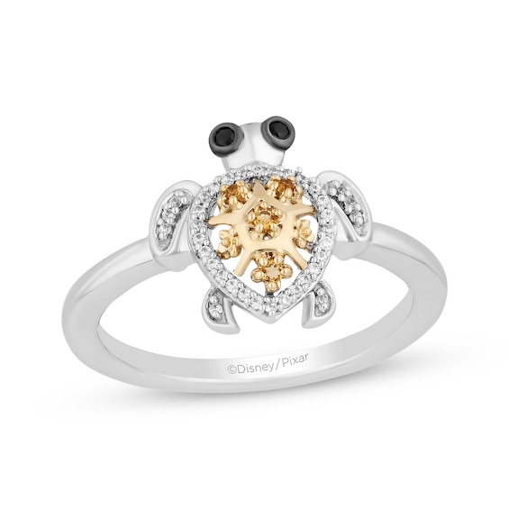 Disney Treasures Finding Nemo Diamond & Citrine "Squirt" Ring 1/15 ct tw Sterling Silver & 10K Yellow Gold
